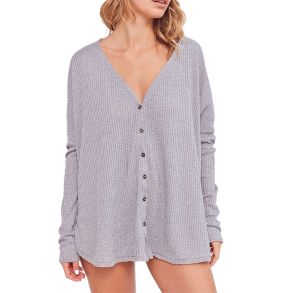 Urban Outfitters Out From Under oversized waffle knit thermal size small grey - Picture 1 of 9